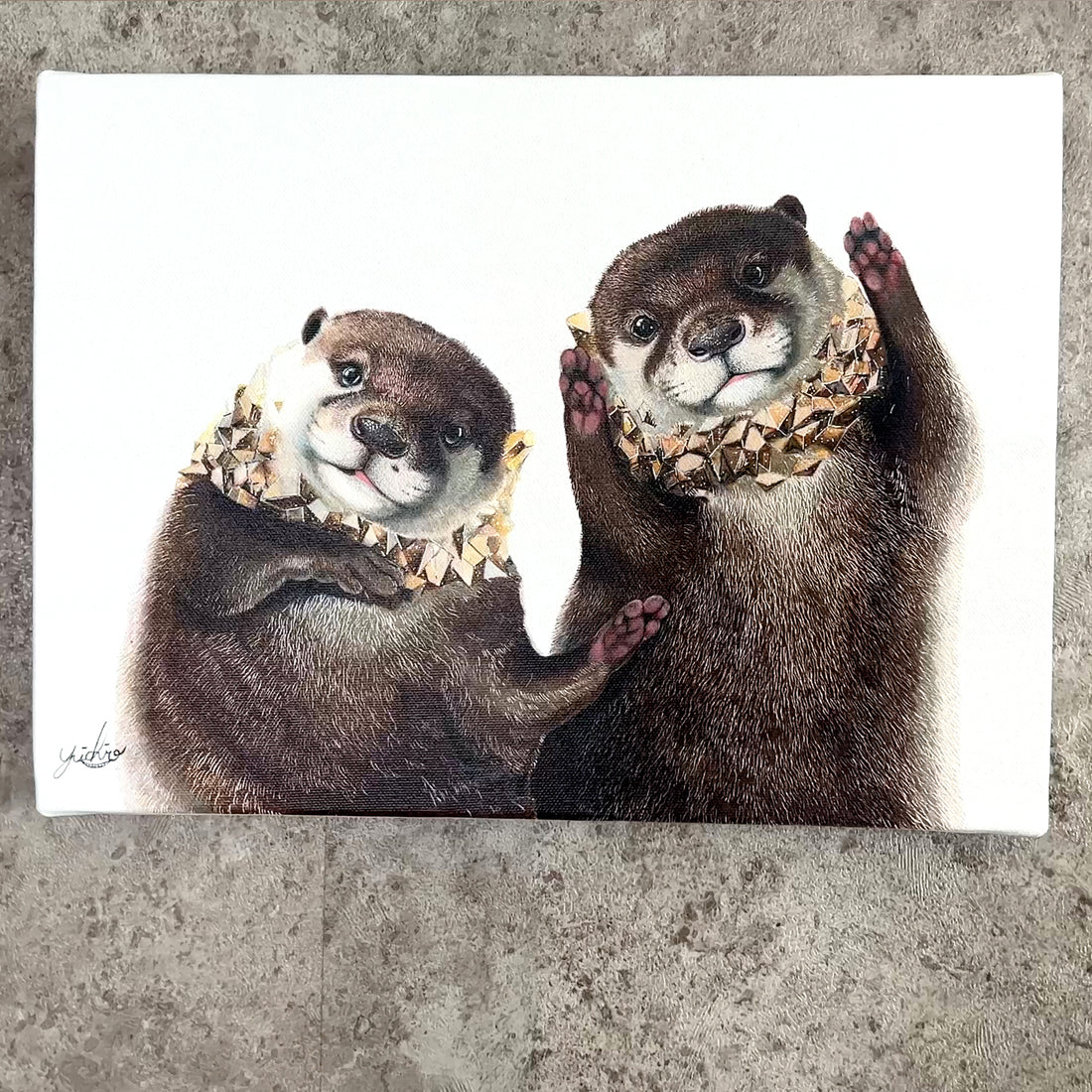 カワウソコタローとハナ キャンバスアート