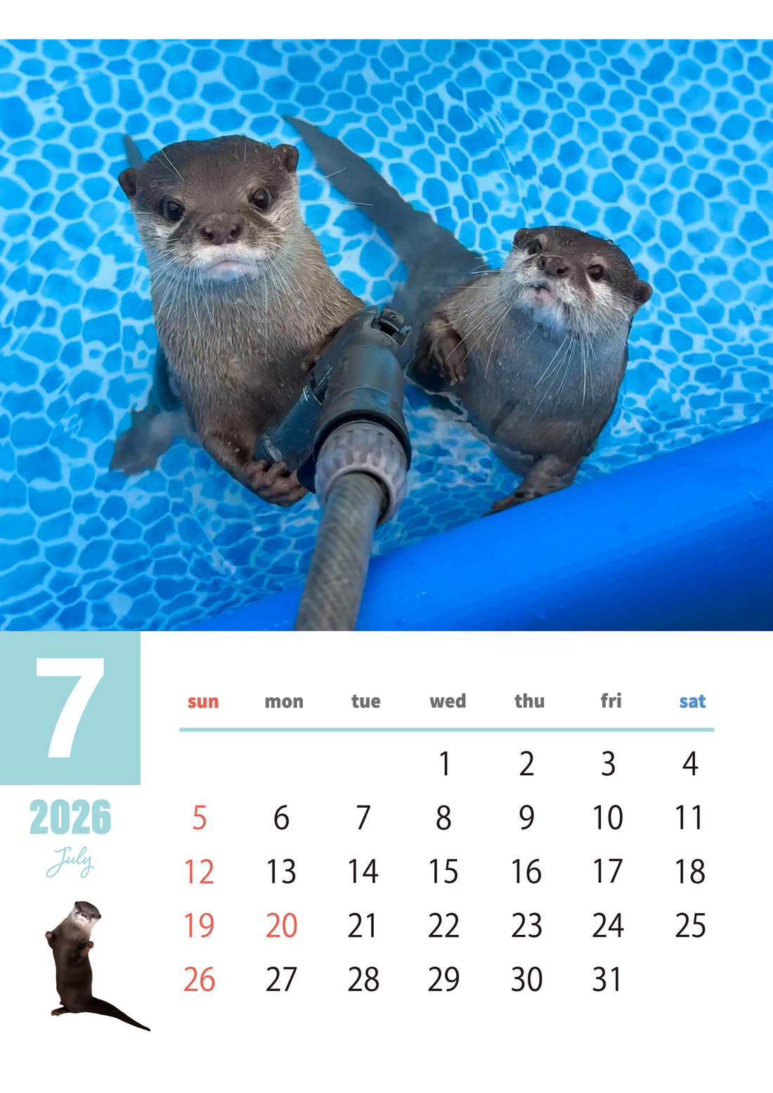 【ダウンロード版】カワウソコタロー＆ハナ 壁掛けカレンダー2026