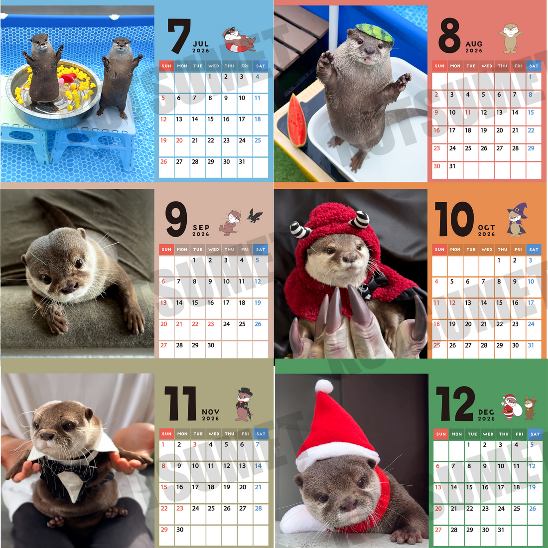 【ダウンロード版】カワウソコタロー＆ハナ 卓上カレンダー2026