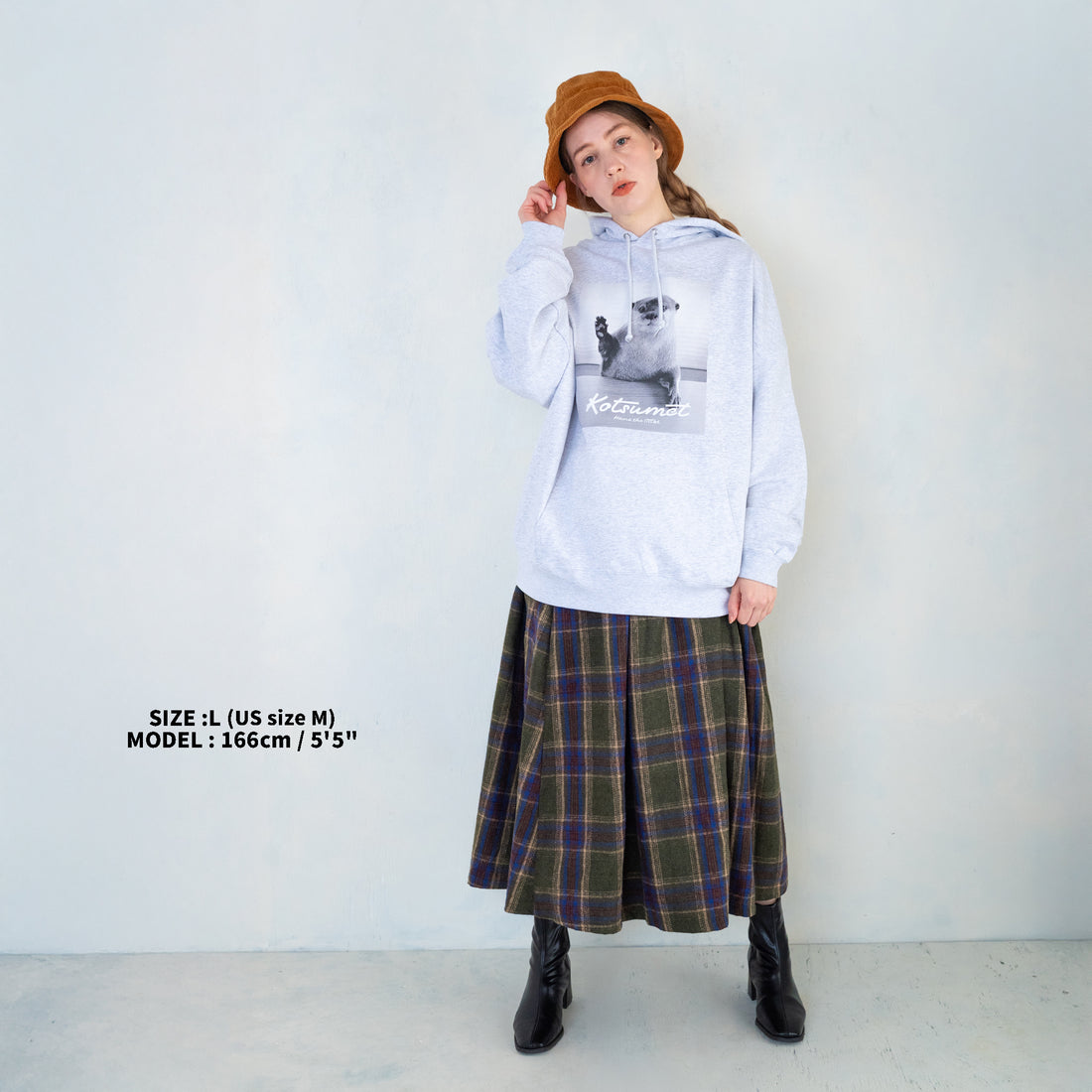 【NEW】カワウソハナ ビッグシルエットパーカー GRAY