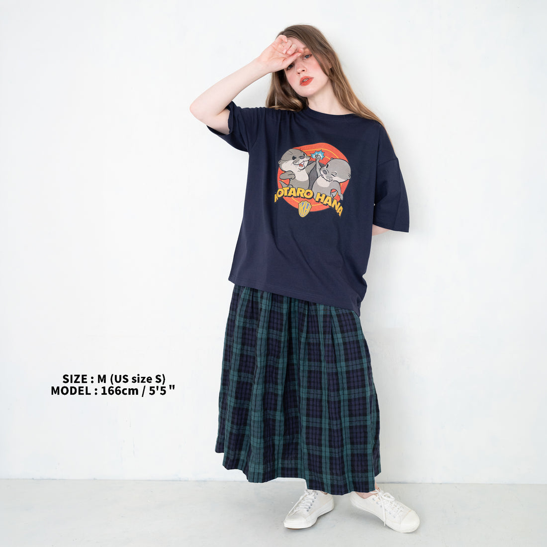 【再入荷】カワウソコタロー&ハナ Tシャツ「HIGH-FIVE」NAVY