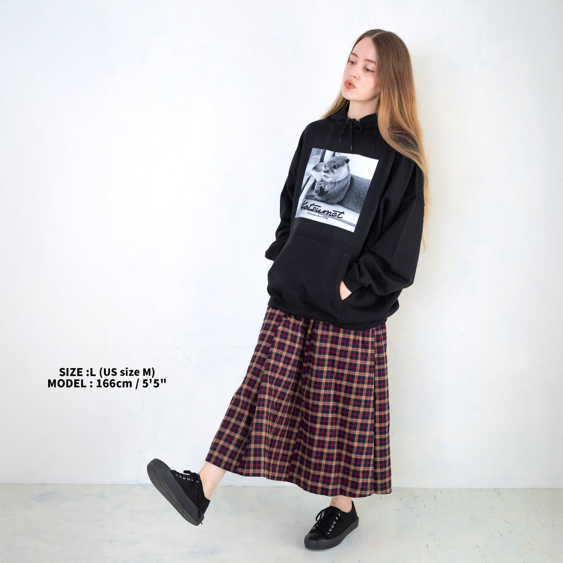 【NEW】カワウソコタロー ビッグシルエットパーカー BLACK